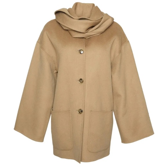 Toteme Wool Double Scarf Coat Jacket in Camel / Caramel Tan - Picture 2 of 3